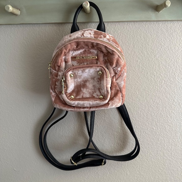 Steve Madden Handbags - Steve Madden Mini Pink Velvet Backpack